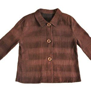 Vintage Pleated Dark Brown Long Sleeve Shirt